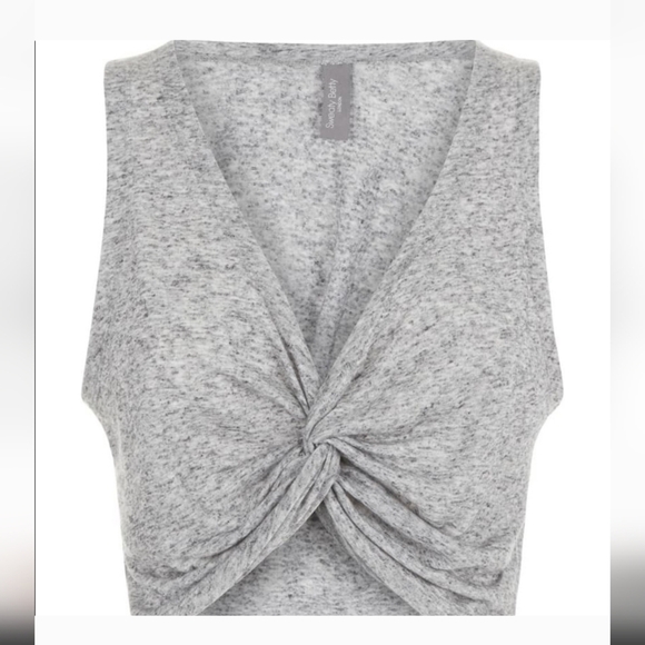 Sweaty Betty Arc Twist Front Crop Tank Linen Blend Grey Women's Large - Picture 3 of 8
